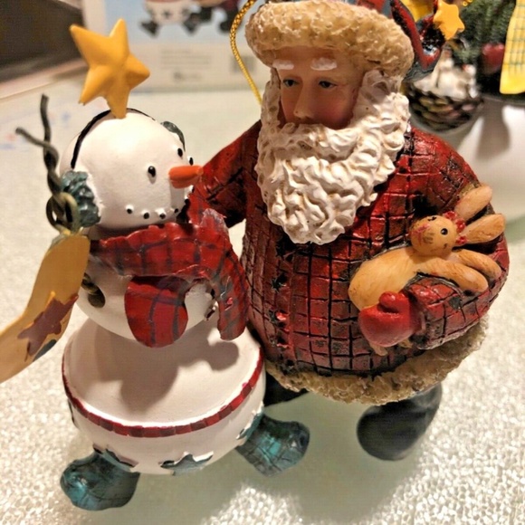 NEW Set of 3 Pacific Enterprises Christmas Tree Ornaments Snowmen Santa Penguins - Picture 2 of 12